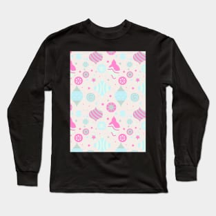 Scattered Ornaments - Sweet Pastel - Minimalist Colorful Holidays Long Sleeve T-Shirt